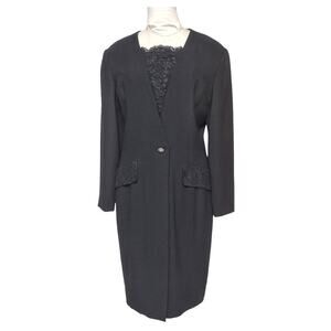 GILLIAN Black Vintage Dress Size 12 Crepe Lace Formal Cocktail Funeral Mobwife